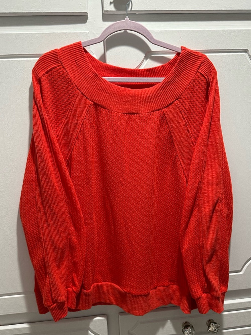 Umgee waffle knit boat neck long sleeve shirt